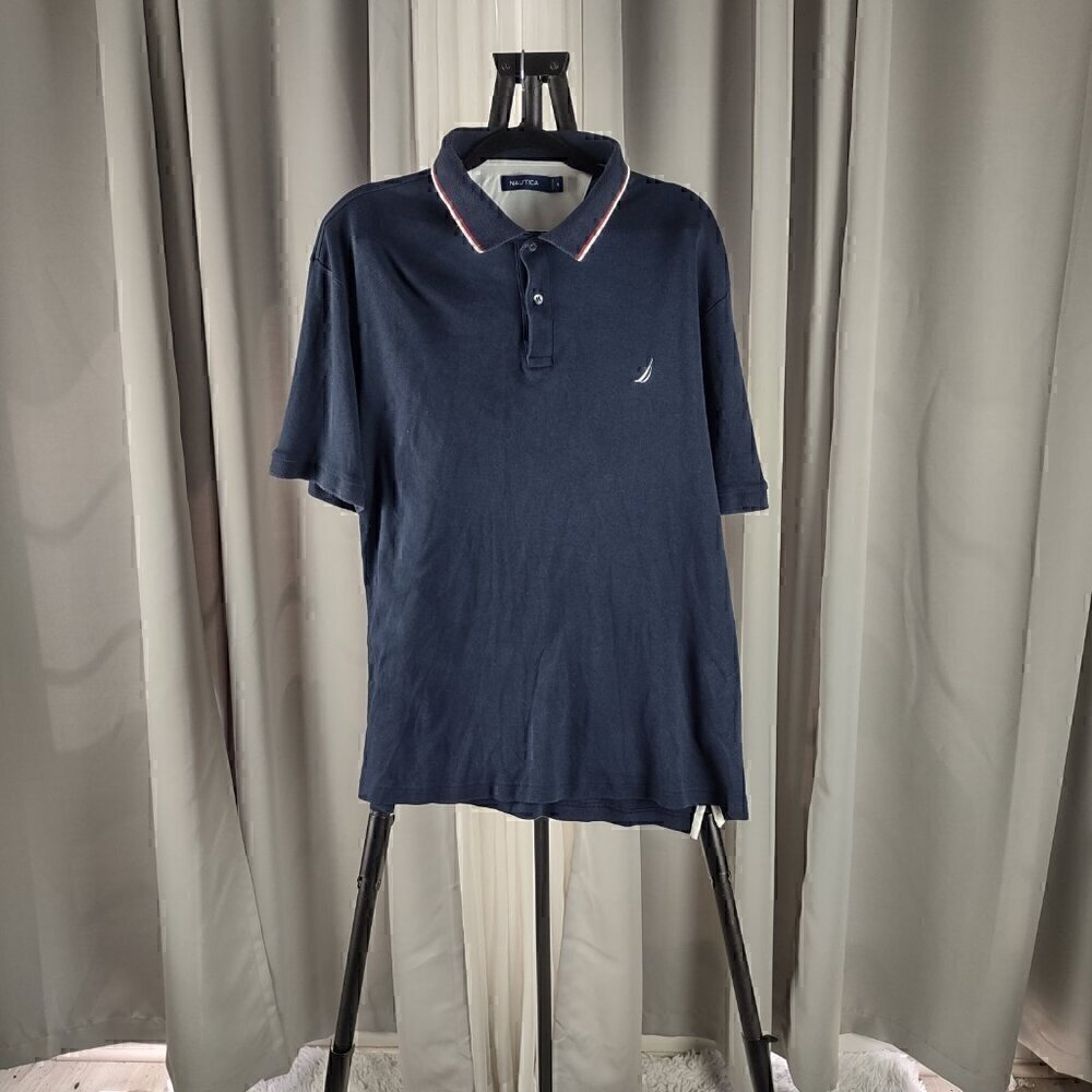 Nautica Men's 100% Cotton Blue 2 Button Short Sleeve Polo Pullover Shirt Size XL
